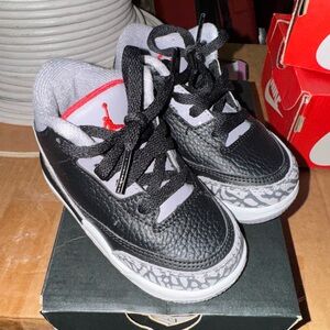 Kids Air Jordan 3 Retro OG Black and White Sneakers - Size 6C